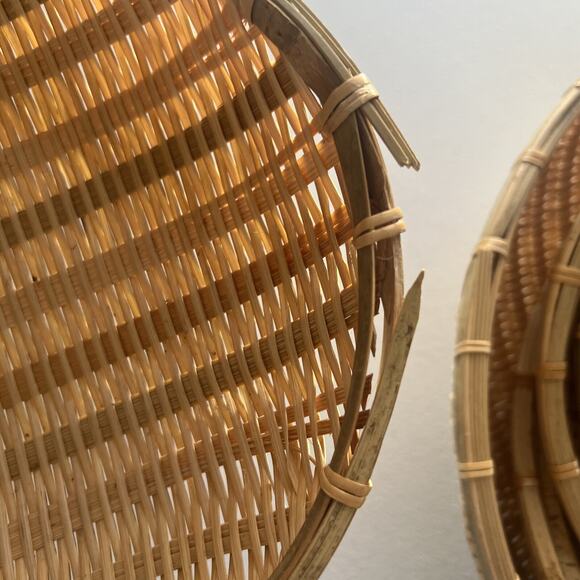 6 Nesting Brown Rounded Woven Wicker Rattan Basket Vegetable Fruit Boho Country - Picture 14 of 15